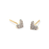Heart 14k Yellow Gold Stud Earrings in White Diamonds - Jessi Jayne Boutique