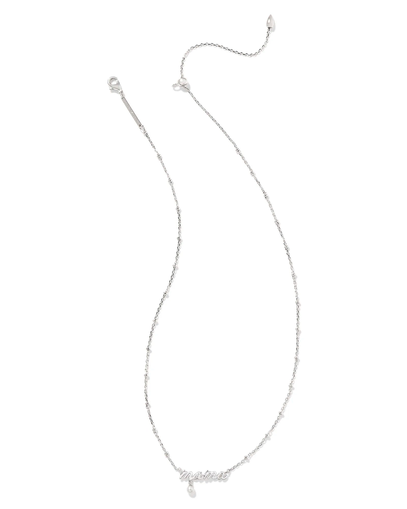 Kendra Scott Mama Script Pendant Necklace in Silver - Jessi Jayne Boutique