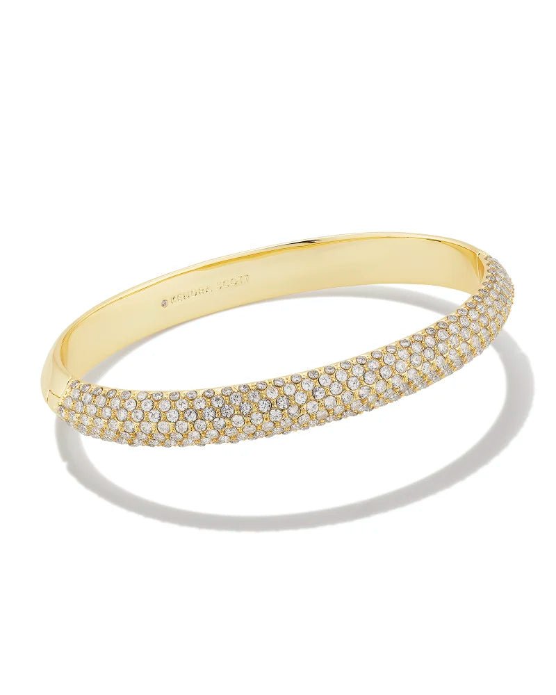 Kendra Scott Mikki Pave Bangle Gold White Bracelet Size S/M - Jessi Jayne Boutique