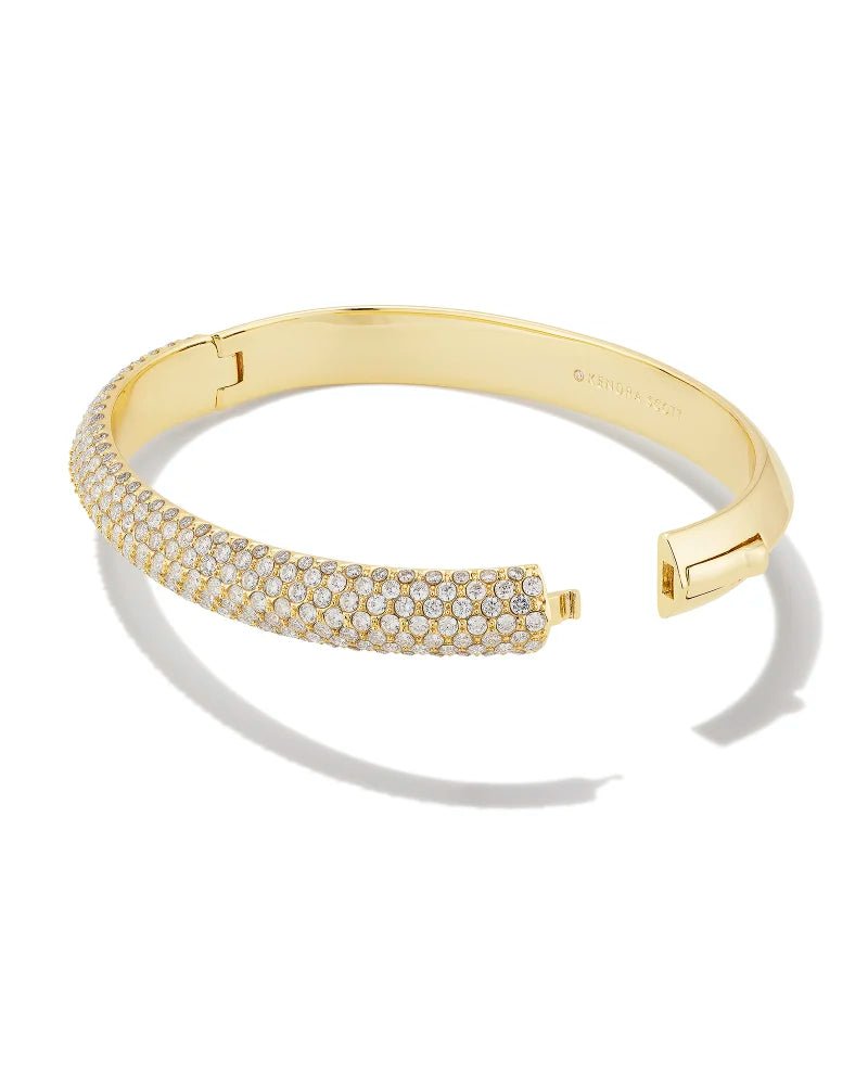 Kendra Scott Mikki Pave Bangle Gold White Bracelet Size S/M - Jessi Jayne Boutique