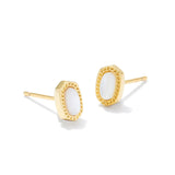 Kendra Scott Mini Ellie Gold Stud Earrings in Ivory Mother-of-Pearl
