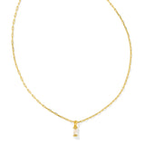 Kendra Scott Phoebe Gold Short Pendant Necklace in White CZ