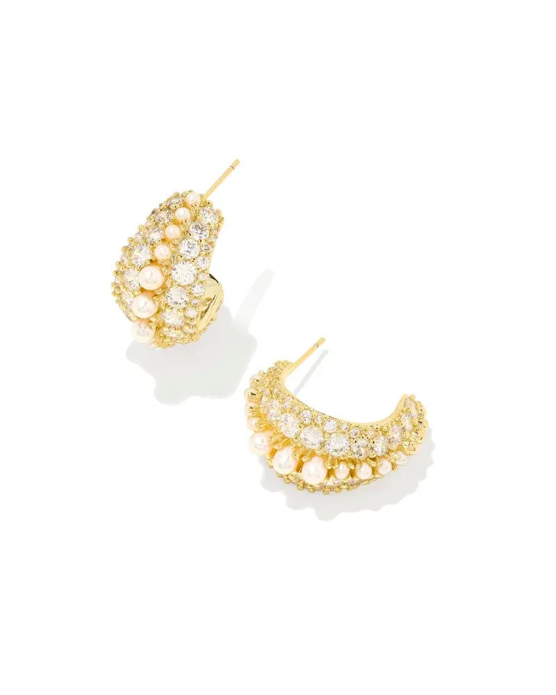 Kendra Scott Krista Gold Hoop Earrings in White Mix - Jessi Jayne Boutique