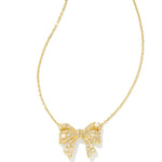 Kendra Scott Krista Gold Bow Short Pendant Necklace in White Mix - Jessi Jayne Boutique