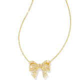 Kendra Scott Krista Gold Bow Short Pendant Necklace in White Mix - Jessi Jayne Boutique