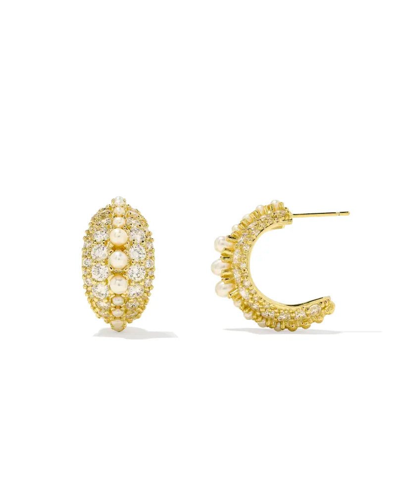 Kendra Scott Krista Gold Hoop Earrings in White Mix - Jessi Jayne Boutique