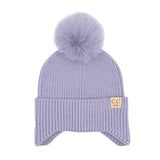 Kids Puff Ball Earflap CC Beanie (two colors) - Jessi Jayne Boutique