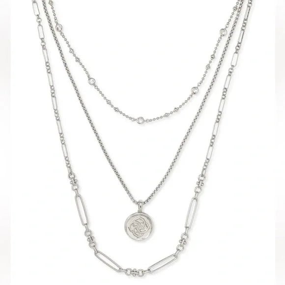 Kendra Scott Medallion Triple Strand Rhod Metal Necklace - Jessi Jayne Boutique