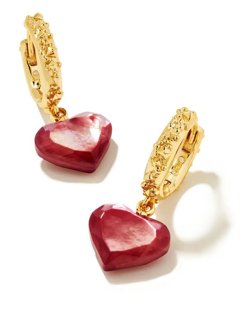 Kendra Scott Penny Gold Heart Huggie Earrings in Mulberry - Jessi Jayne Boutique