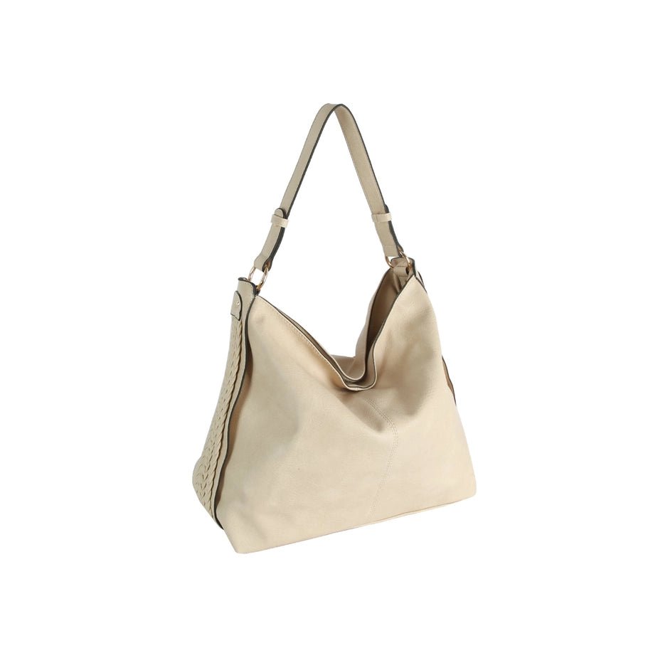 Braided Side Hobo Bag in Nude - Jessi Jayne Boutique
