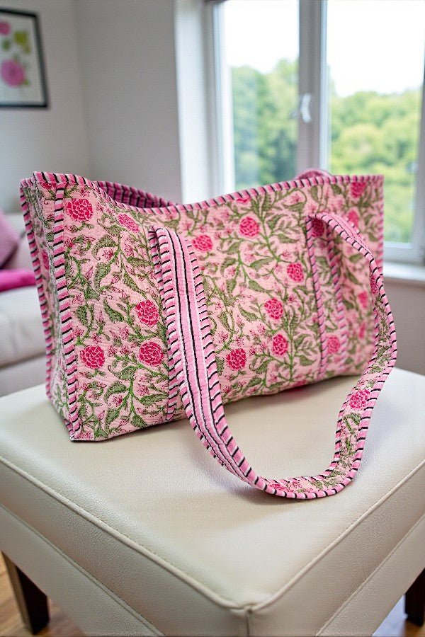 Claire Pink Floral Patterned Tote Bag ETA 2/5 - Jessi Jayne Boutique