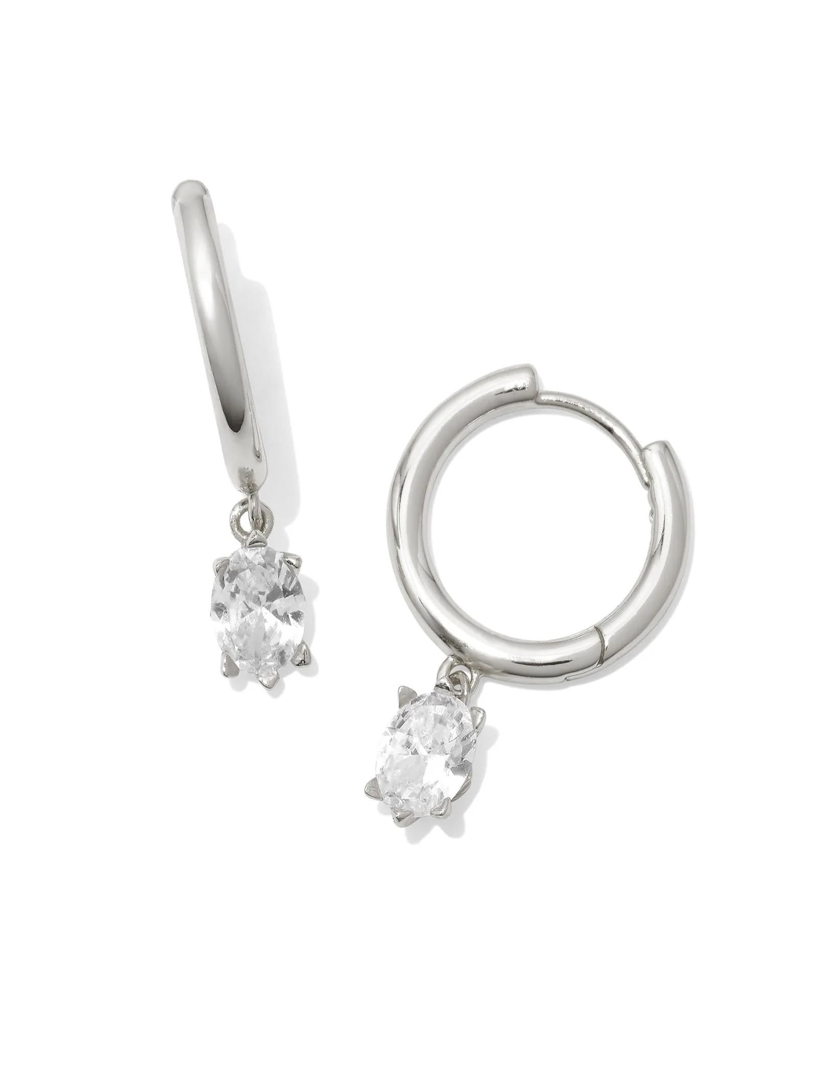 Kendra Scott Cailin Single Stone Huggie Earrings in Silver - Jessi Jayne Boutique