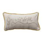 Lumbar Pillow with Embroidery, Piping & Velvet Back "Joy to the World" - Jessi Jayne Boutique