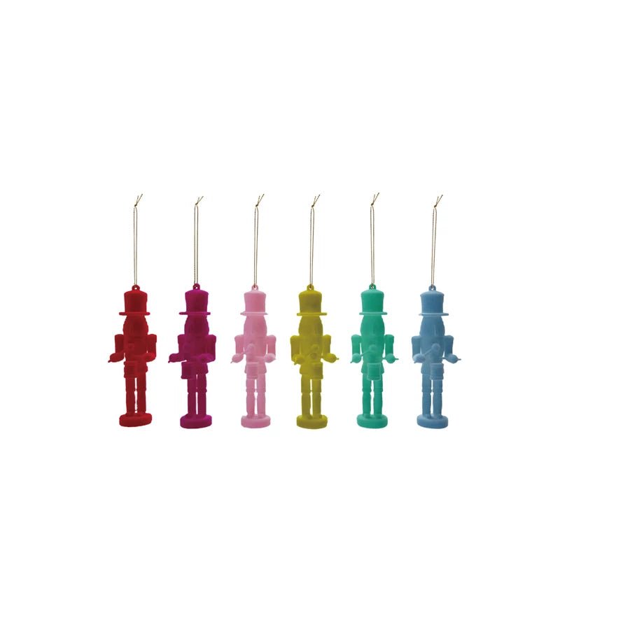 5-1/4"H Flocked Plastic Soldier Nutcracker Ornament - Jessi Jayne Boutique