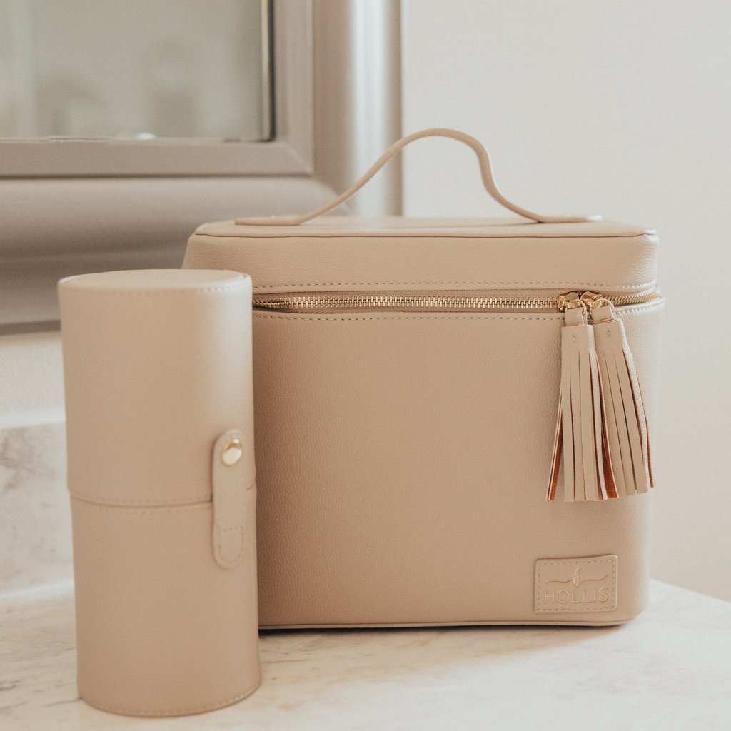 Hollis Lux Makeup Bag with Brush Holder - Jessi Jayne Boutique