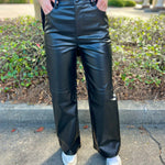 The Princess Is Here Black Pleather Straight Leg Pants - Jessi Jayne Boutique