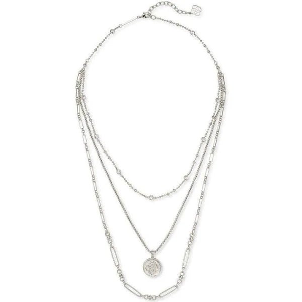 Kendra Scott Medallion Triple Strand Rhod Metal Necklace Jessi